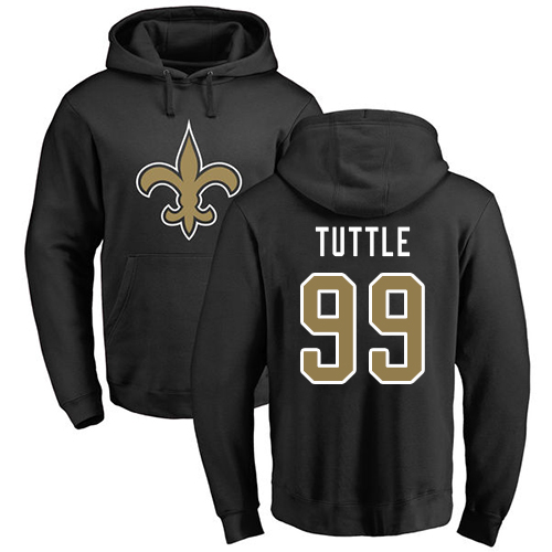 Men New Orleans Saints Black Shy Tuttle Name and Number Logo NFL Football 99 Pullover Hoodie Sweatshirts